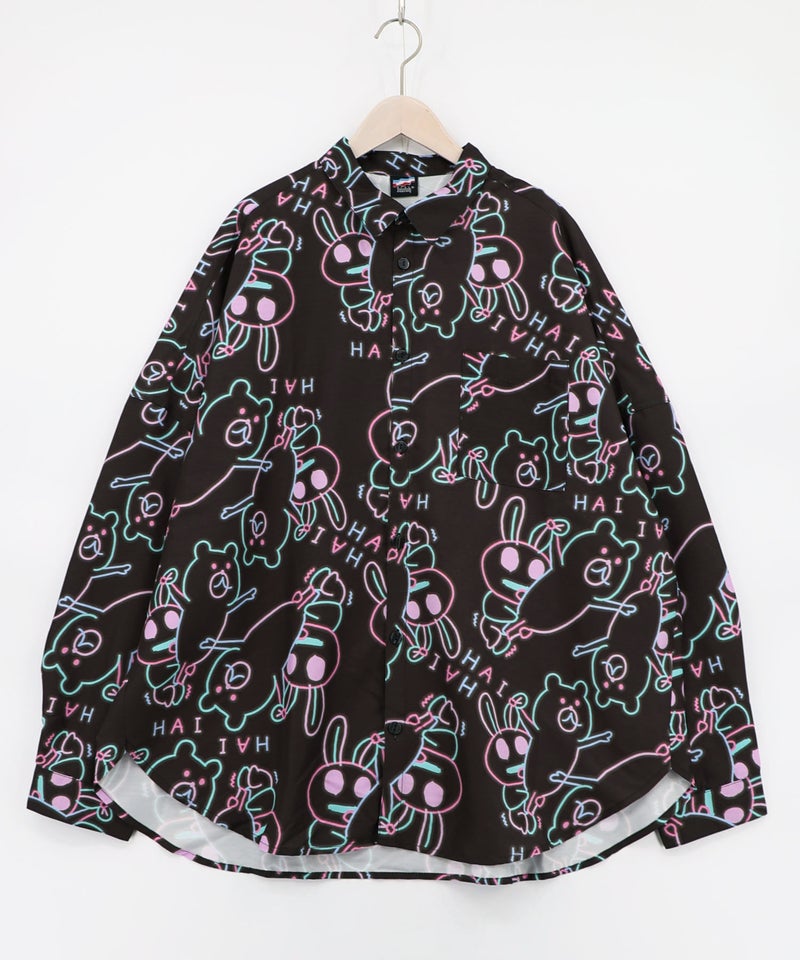 組体操クマとうさぎネオンサイン風シャツ-12