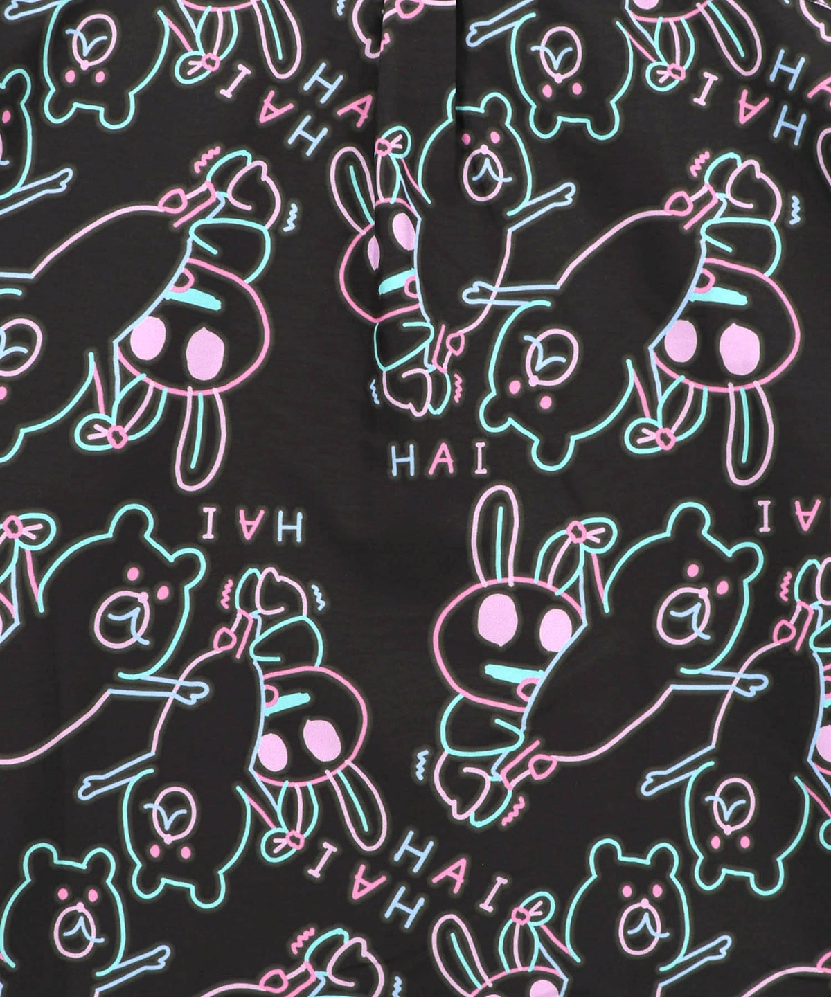 組体操クマとうさぎネオンサイン風シャツ-13