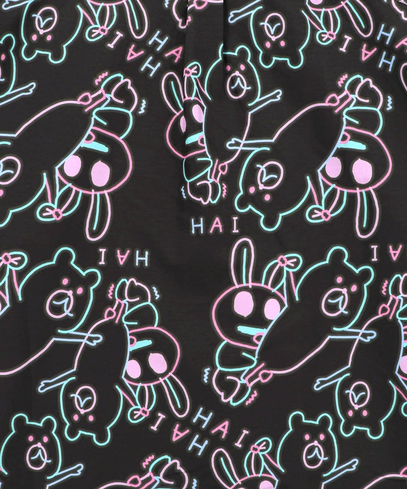 組体操クマとうさぎネオンサイン風シャツ-13