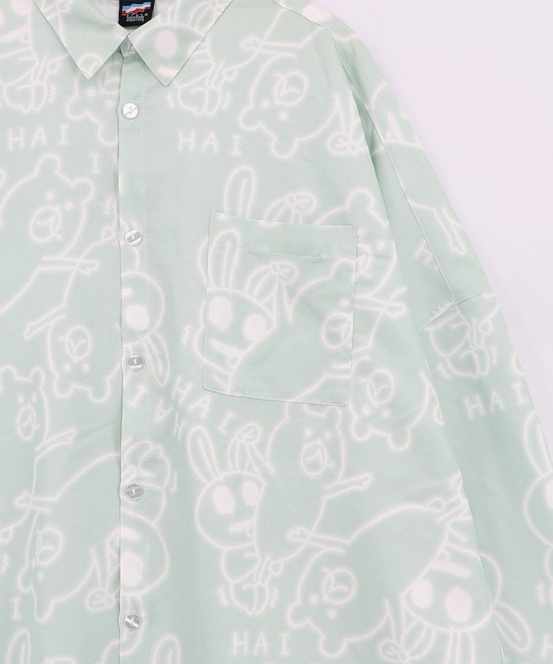 組体操クマとうさぎネオンサイン風シャツ-17