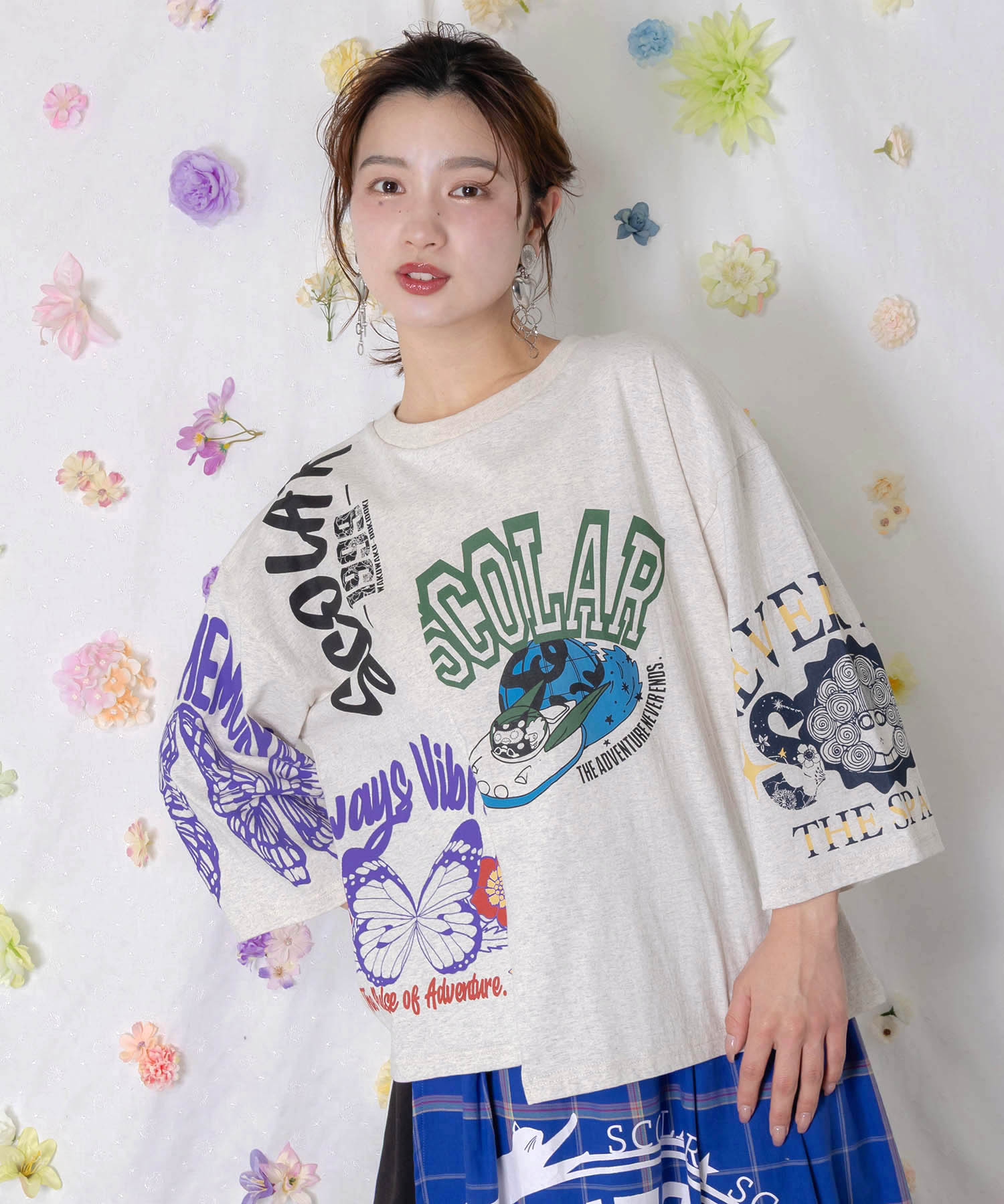 162628：ポジティブフレーズ柄アシンメトリープルオーバーの通販-ScoLar