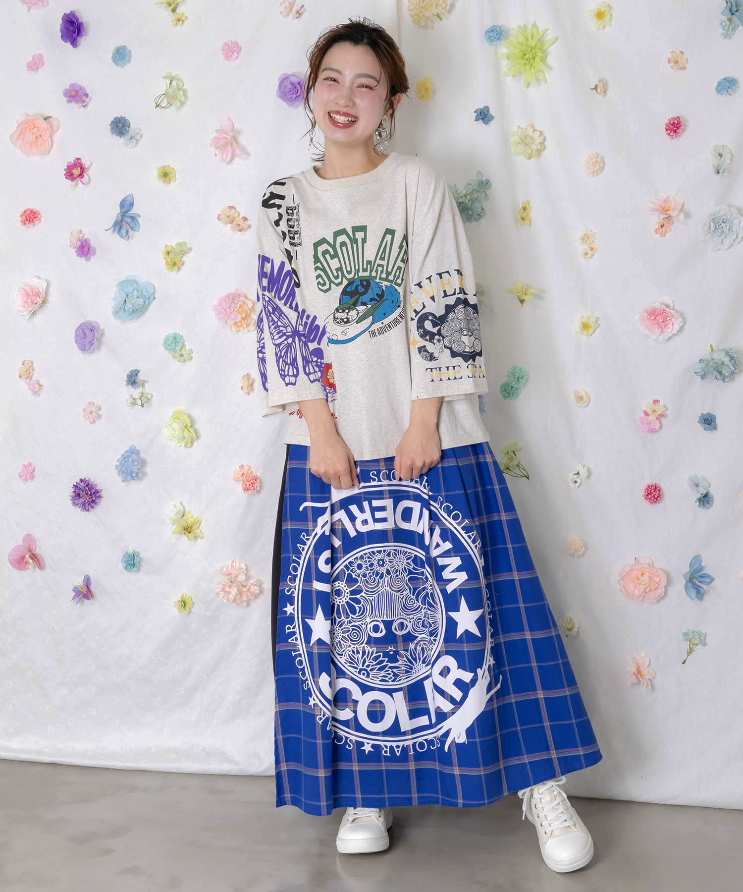162628：ポジティブフレーズ柄アシンメトリープルオーバーの通販-ScoLar