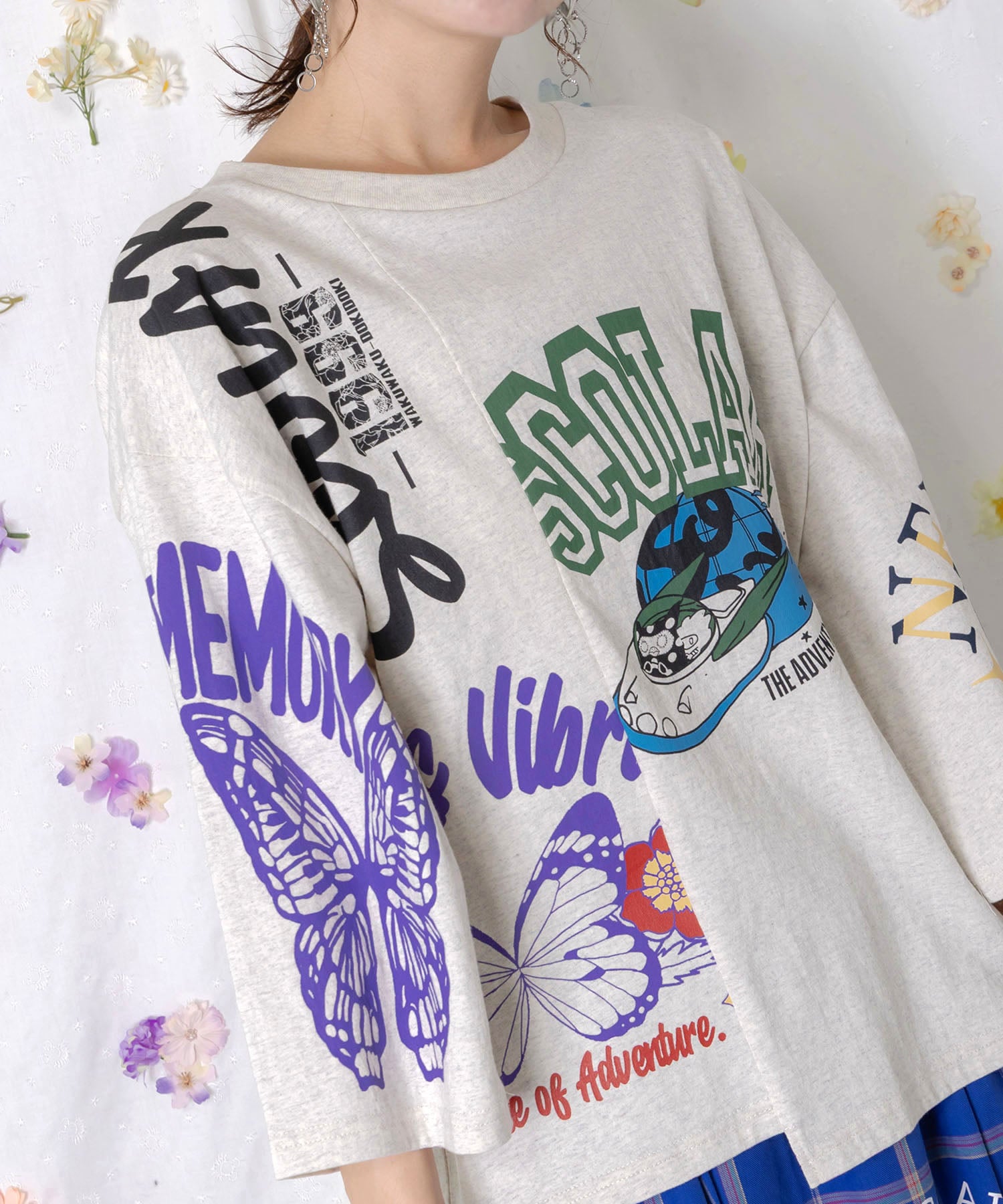 162628：ポジティブフレーズ柄アシンメトリープルオーバーの通販-ScoLar
