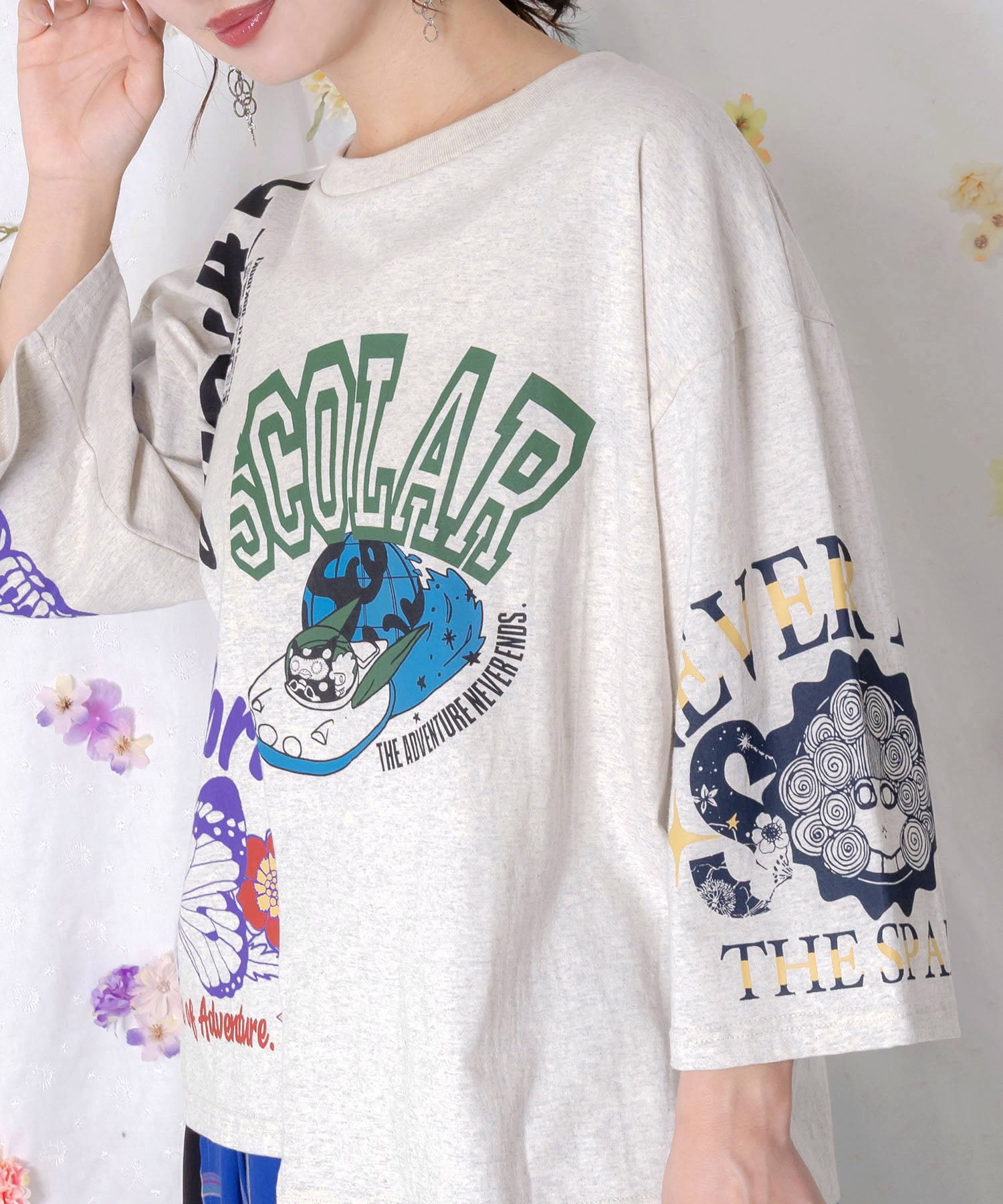 162628：ポジティブフレーズ柄アシンメトリープルオーバーの通販-ScoLar