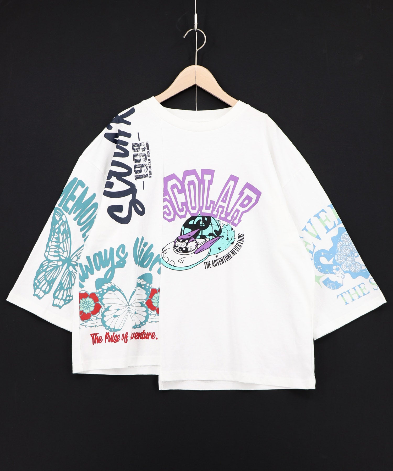 162628：ポジティブフレーズ柄アシンメトリープルオーバーの通販-ScoLar