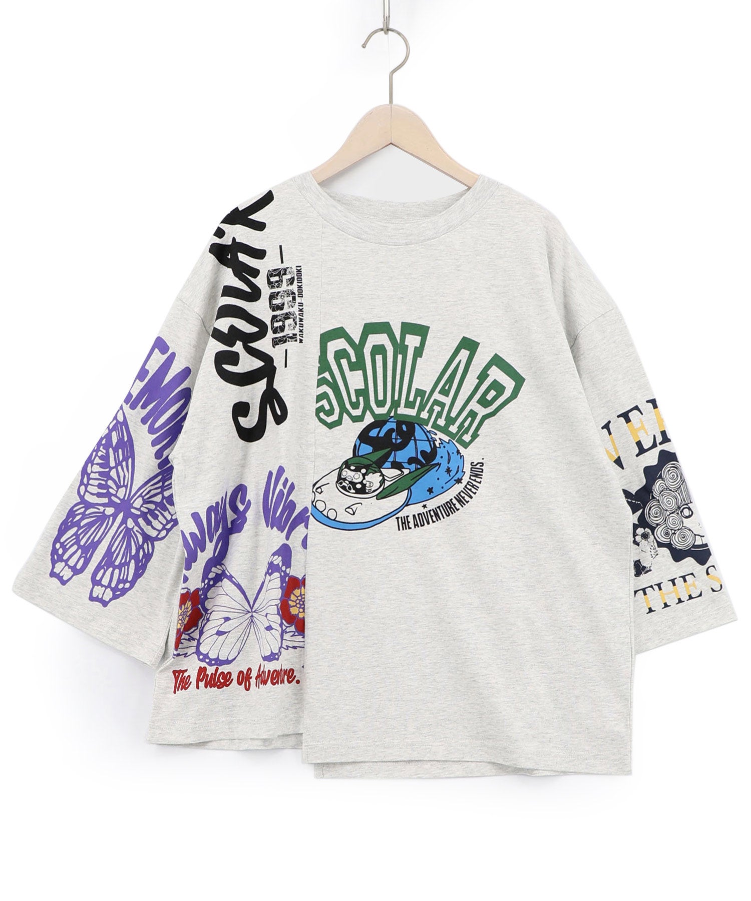 162628：ポジティブフレーズ柄アシンメトリープルオーバーの通販-ScoLar