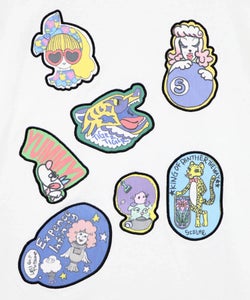 ポップレトロ調 ワッペン風バック刺繍Tシャツ-10