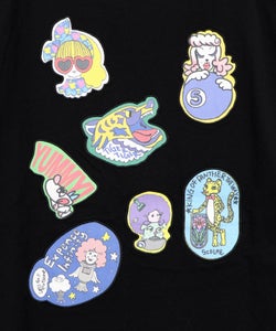 ポップレトロ調 ワッペン風バック刺繍Tシャツ-12