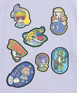 ポップレトロ調 ワッペン風バック刺繍Tシャツ-14