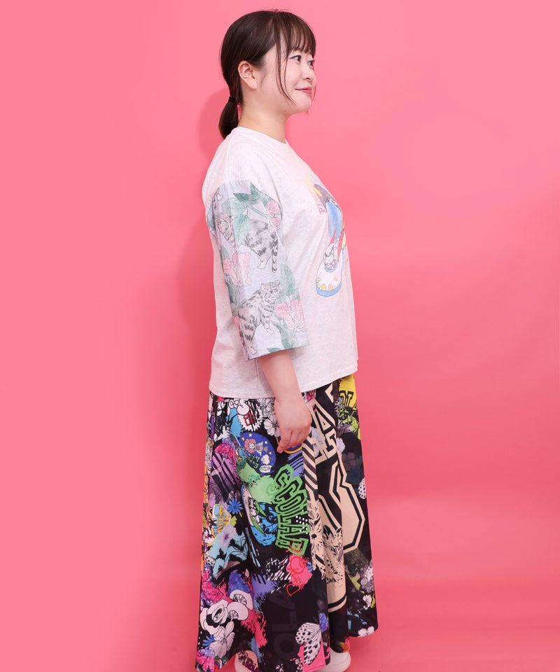 花ネコ袖柄切替 フクミン・モケの宇宙大冒険PO-3