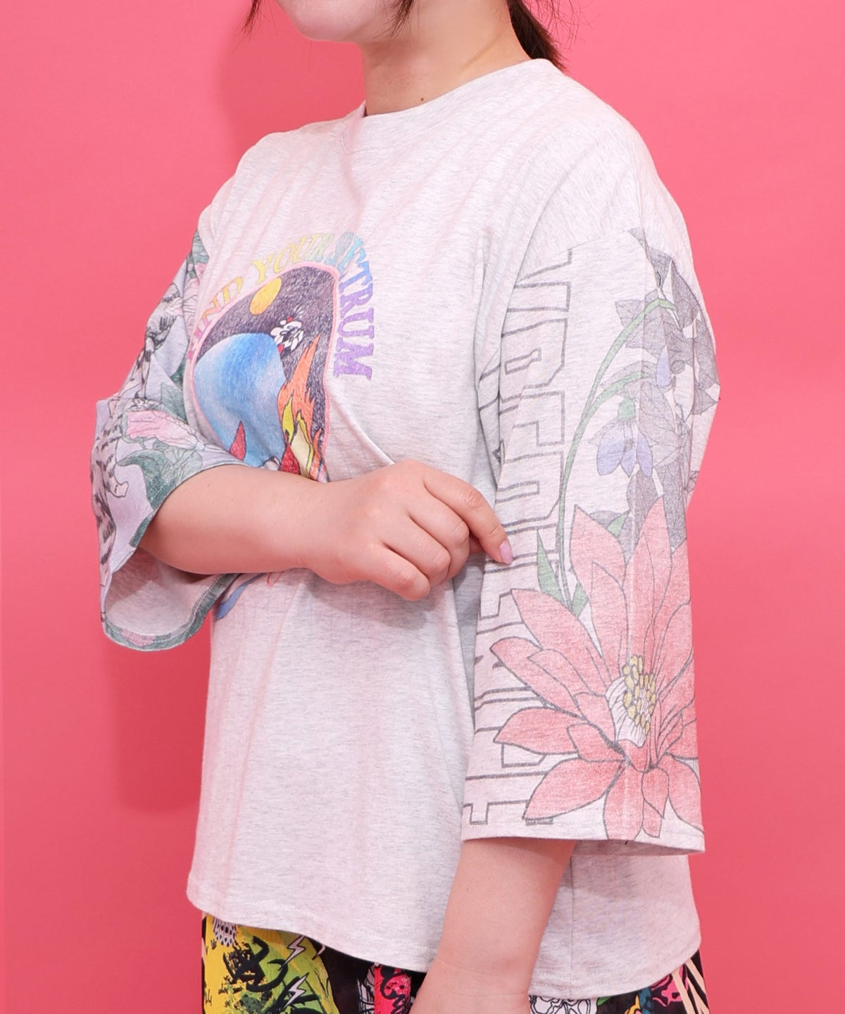 花ネコ袖柄切替 フクミン・モケの宇宙大冒険PO-6