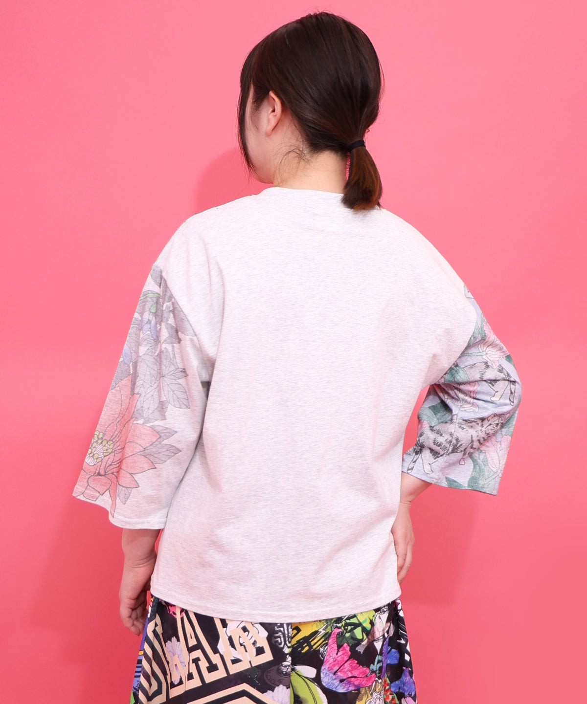 花ネコ袖柄切替 フクミン・モケの宇宙大冒険PO-7