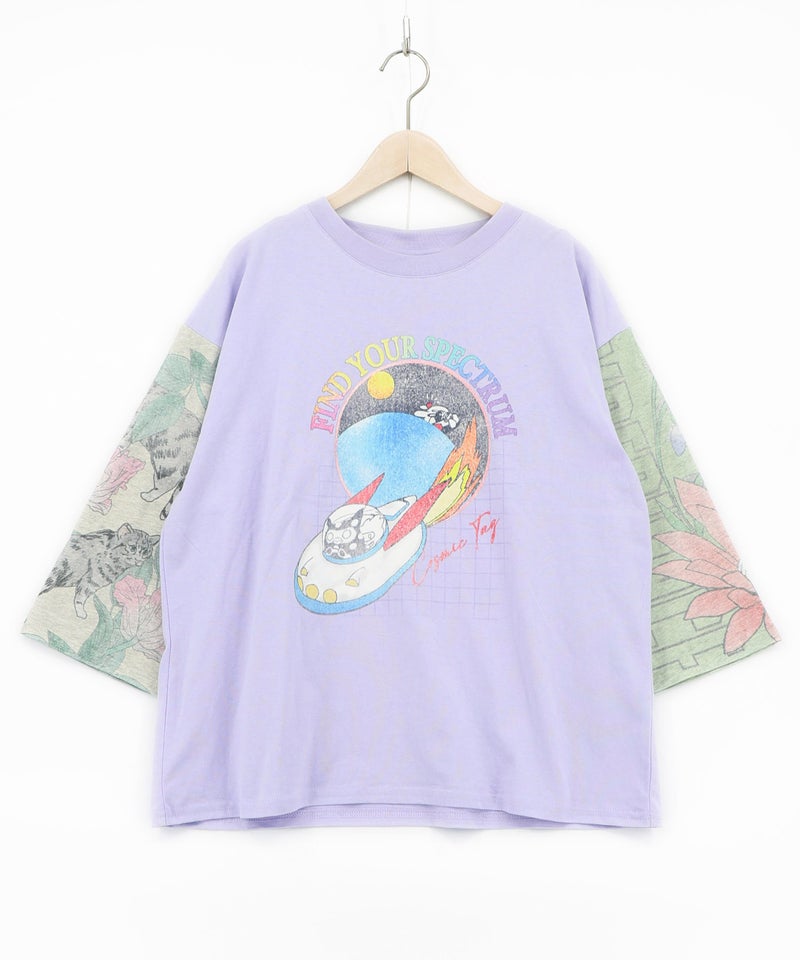 花ネコ袖柄切替 フクミン・モケの宇宙大冒険PO-13