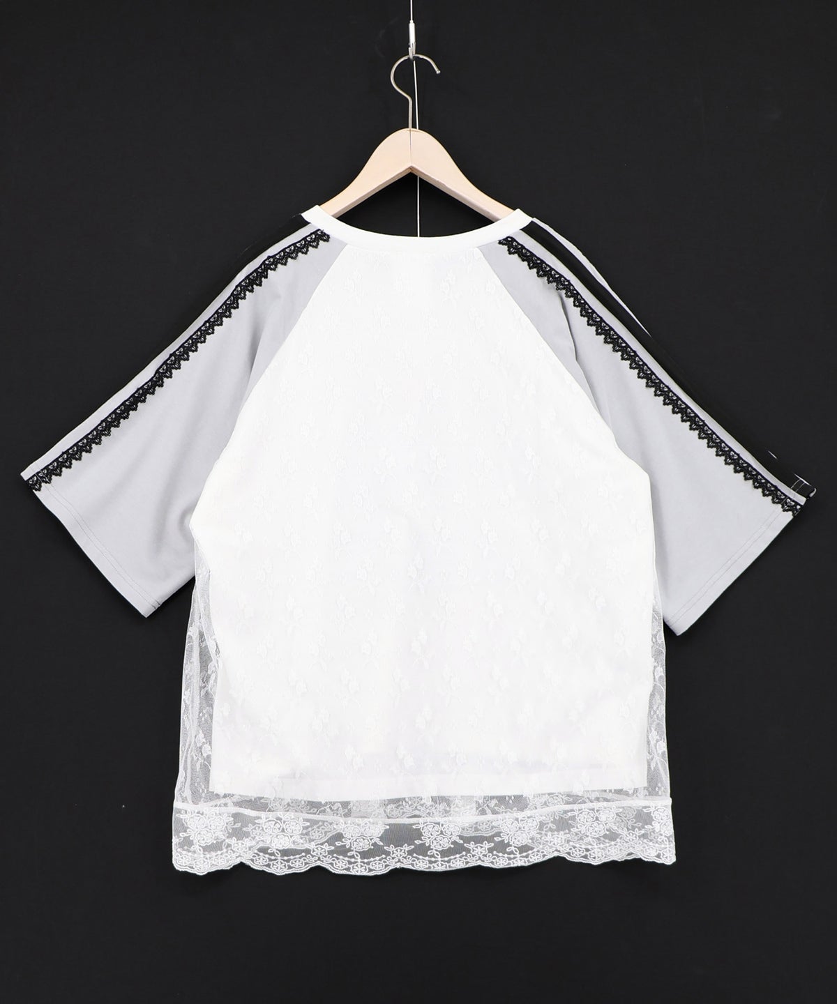 花チュールレース重ねユニフォーム風Tシャツ-9