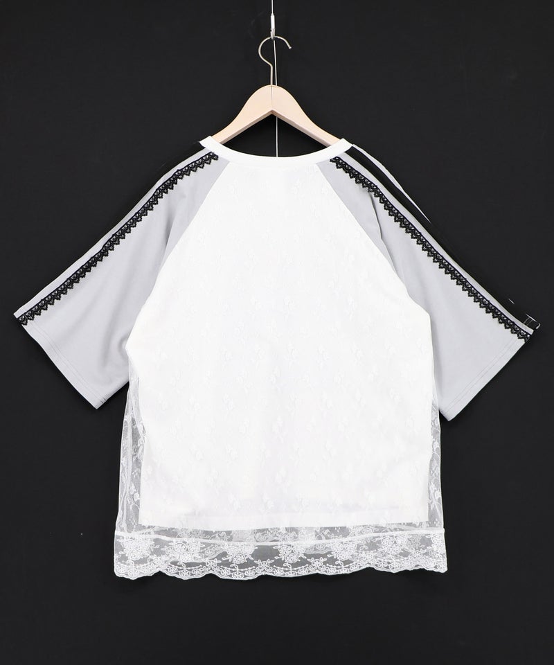 花チュールレース重ねユニフォーム風Tシャツ-9