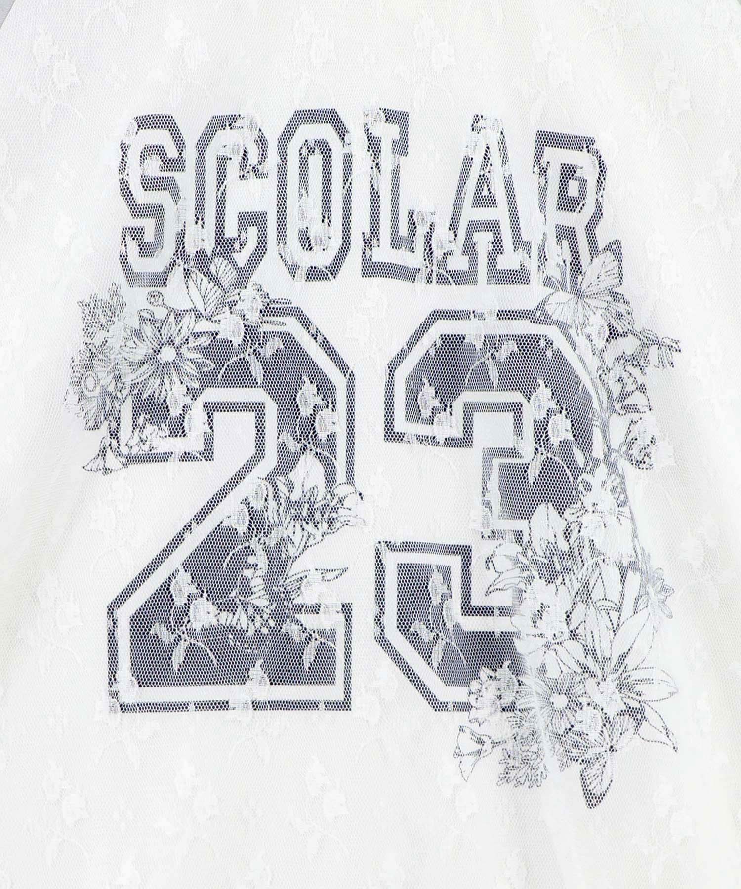 162618：花チュールレース重ねユニフォーム風Tシャツの通販-ScoLar