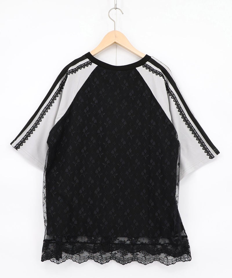 花チュールレース重ねユニフォーム風Tシャツ-12