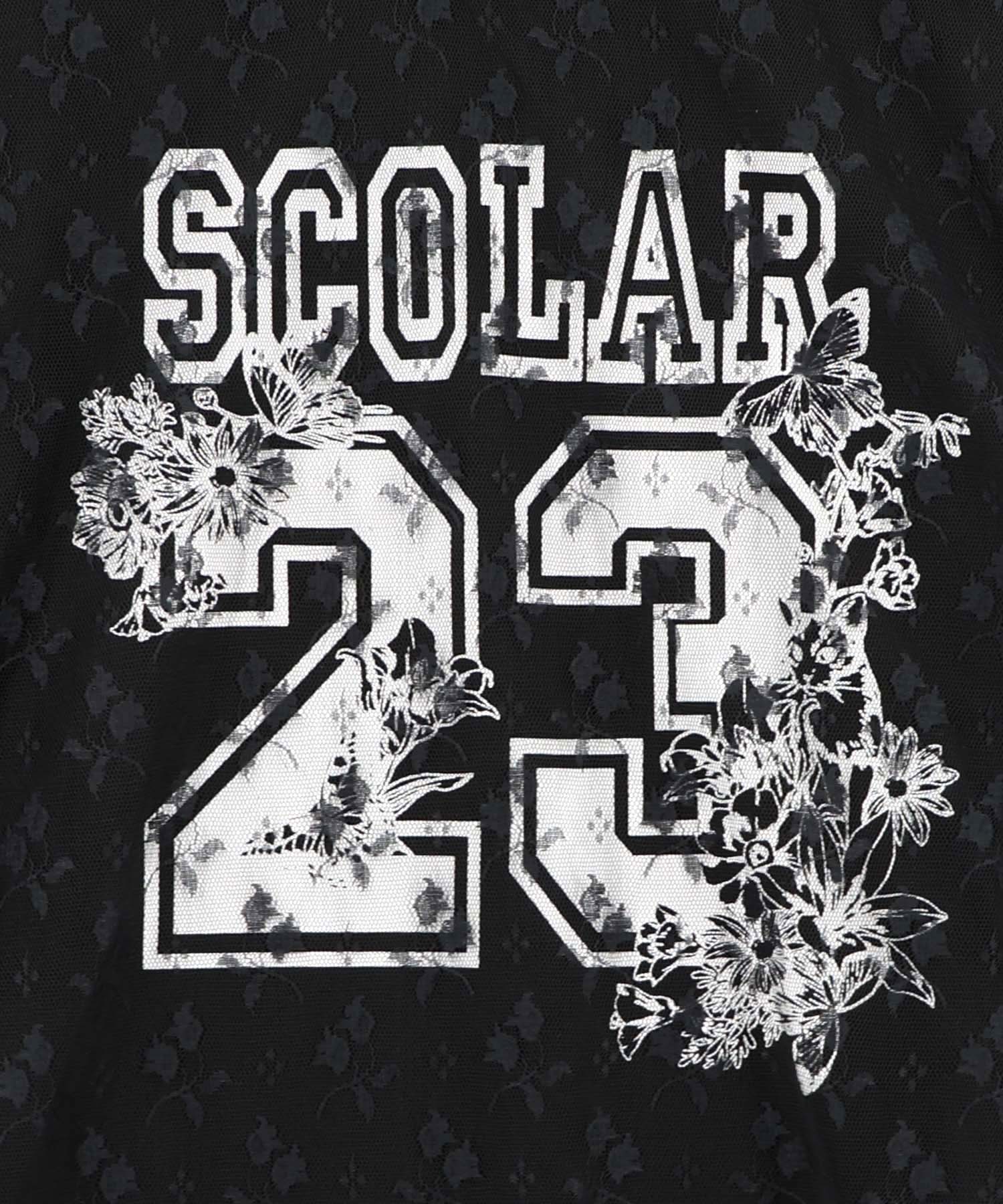 162618：花チュールレース重ねユニフォーム風Tシャツの通販-ScoLar