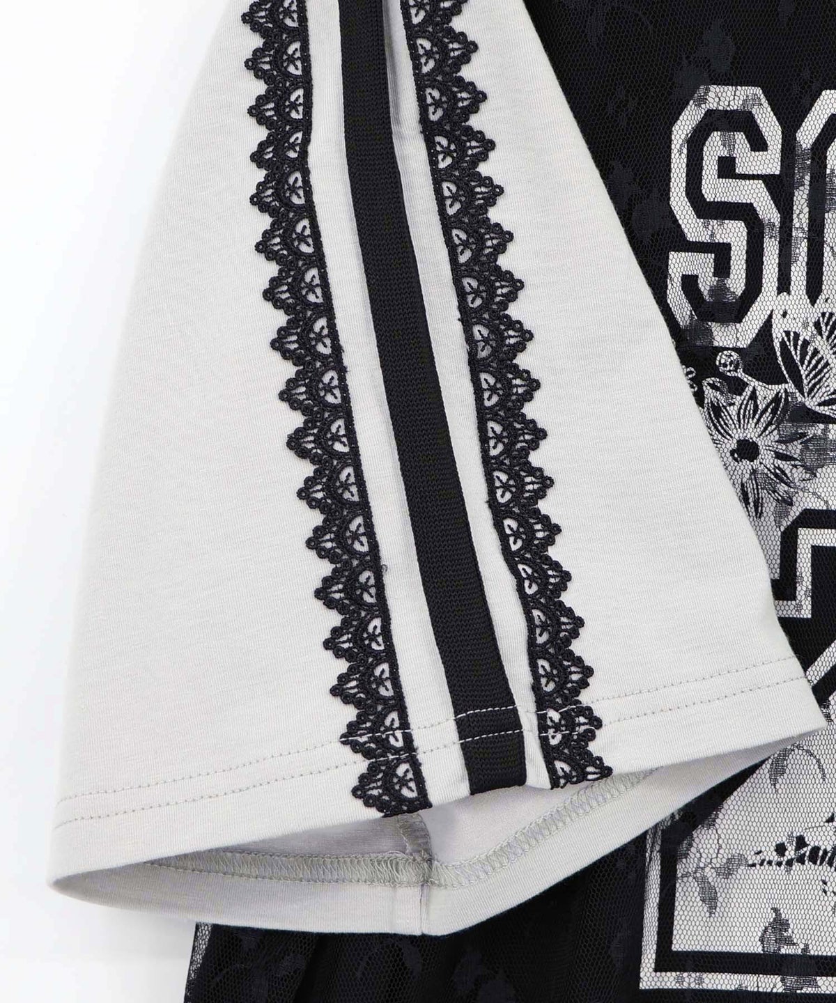 花チュールレース重ねユニフォーム風Tシャツ-16