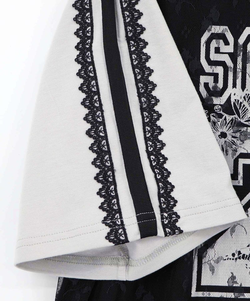 花チュールレース重ねユニフォーム風Tシャツ-16