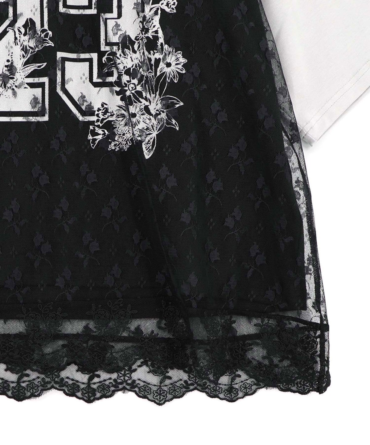 花チュールレース重ねユニフォーム風Tシャツ-17