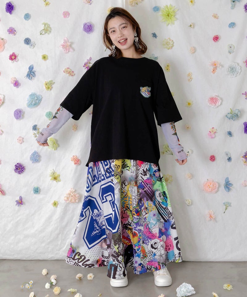 ポップらくがき総柄ワッシャースカート-2