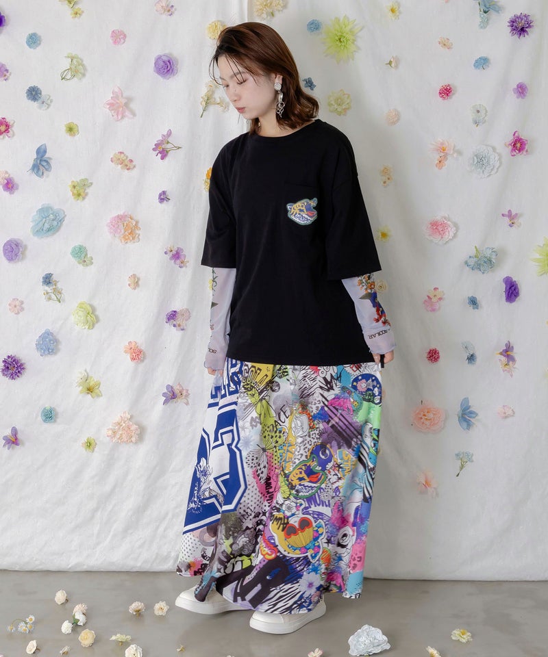 ポップらくがき総柄ワッシャースカート-3
