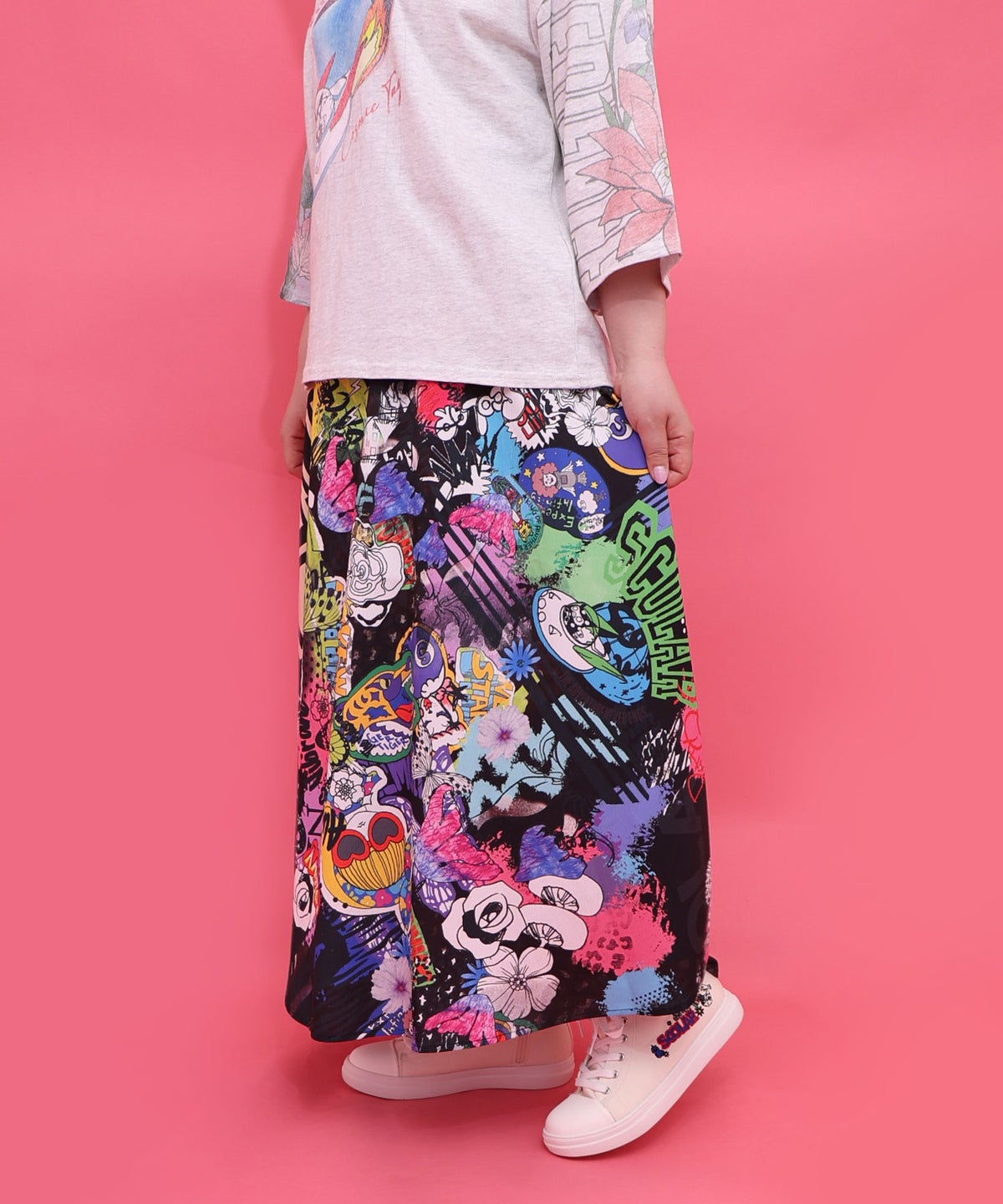 ポップらくがき総柄ワッシャースカート-3