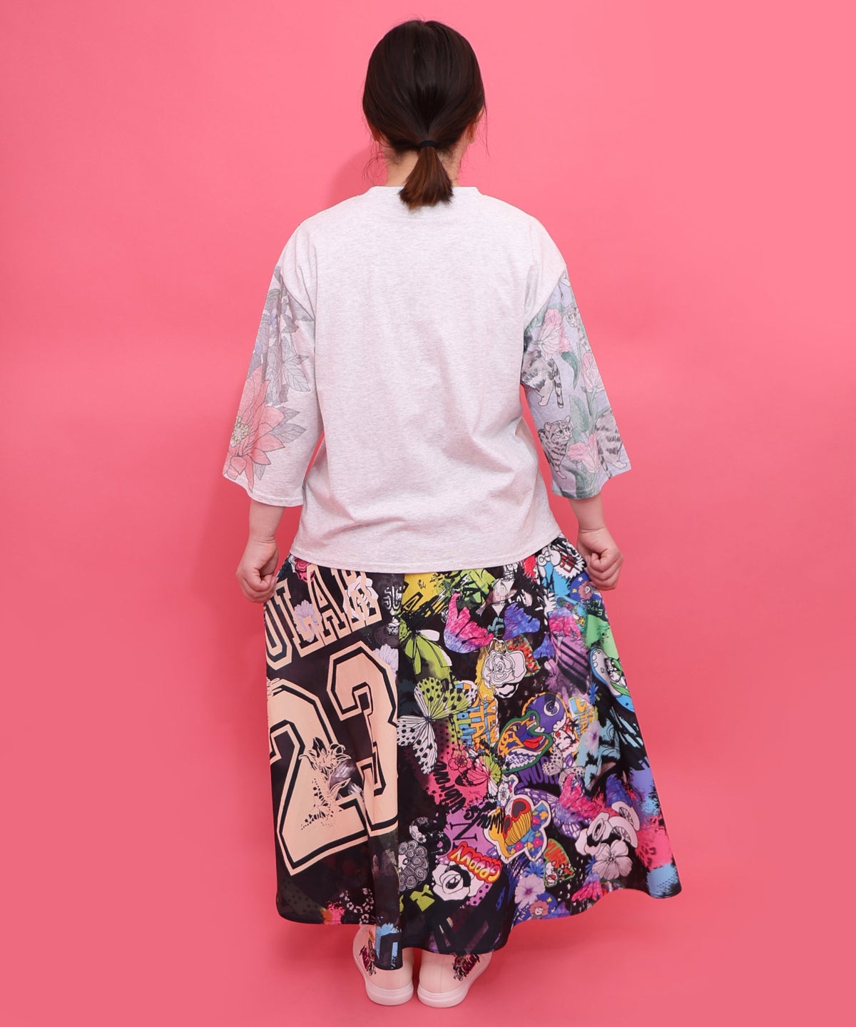 ポップらくがき総柄ワッシャースカート-5