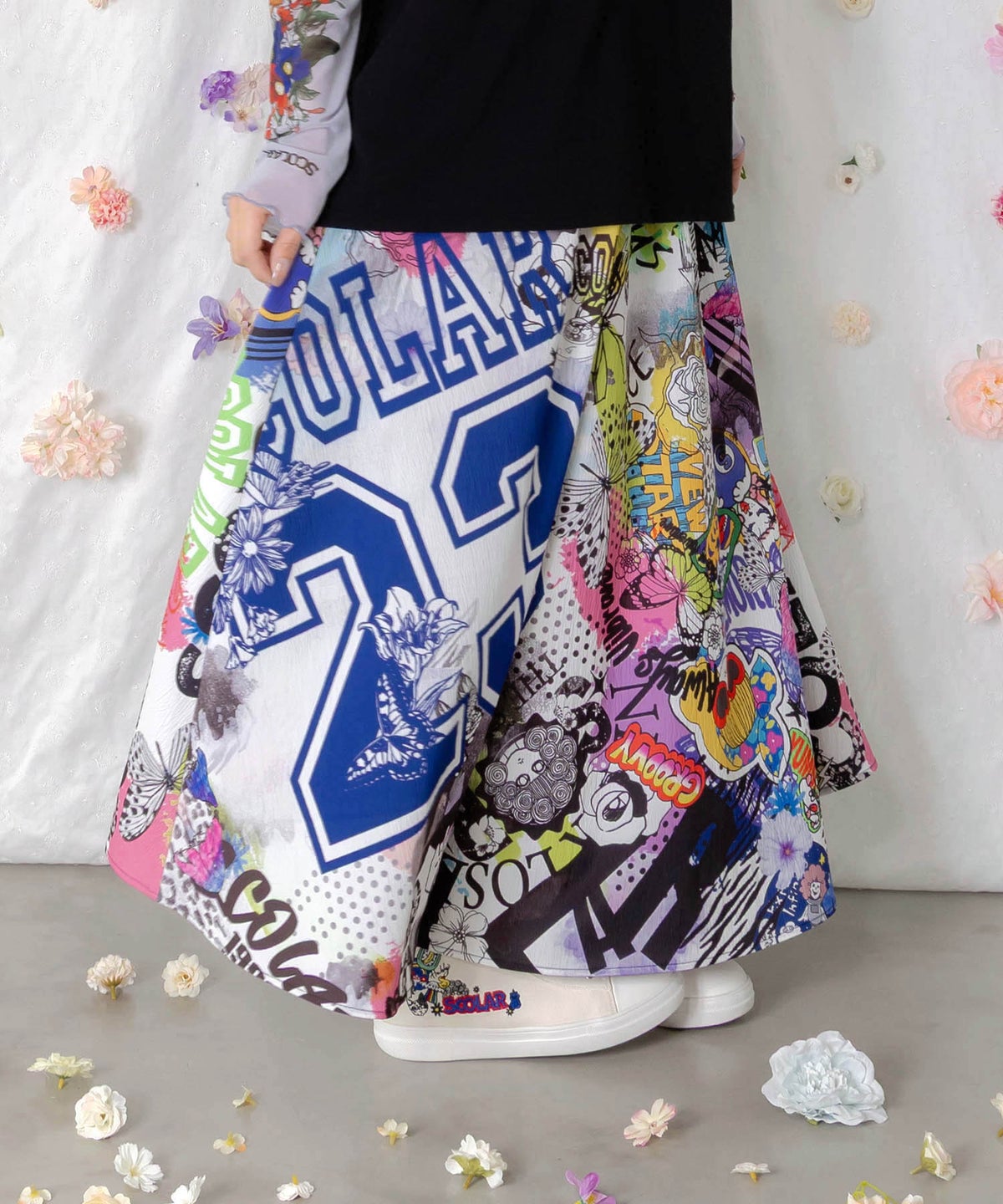 ポップらくがき総柄ワッシャースカート-6