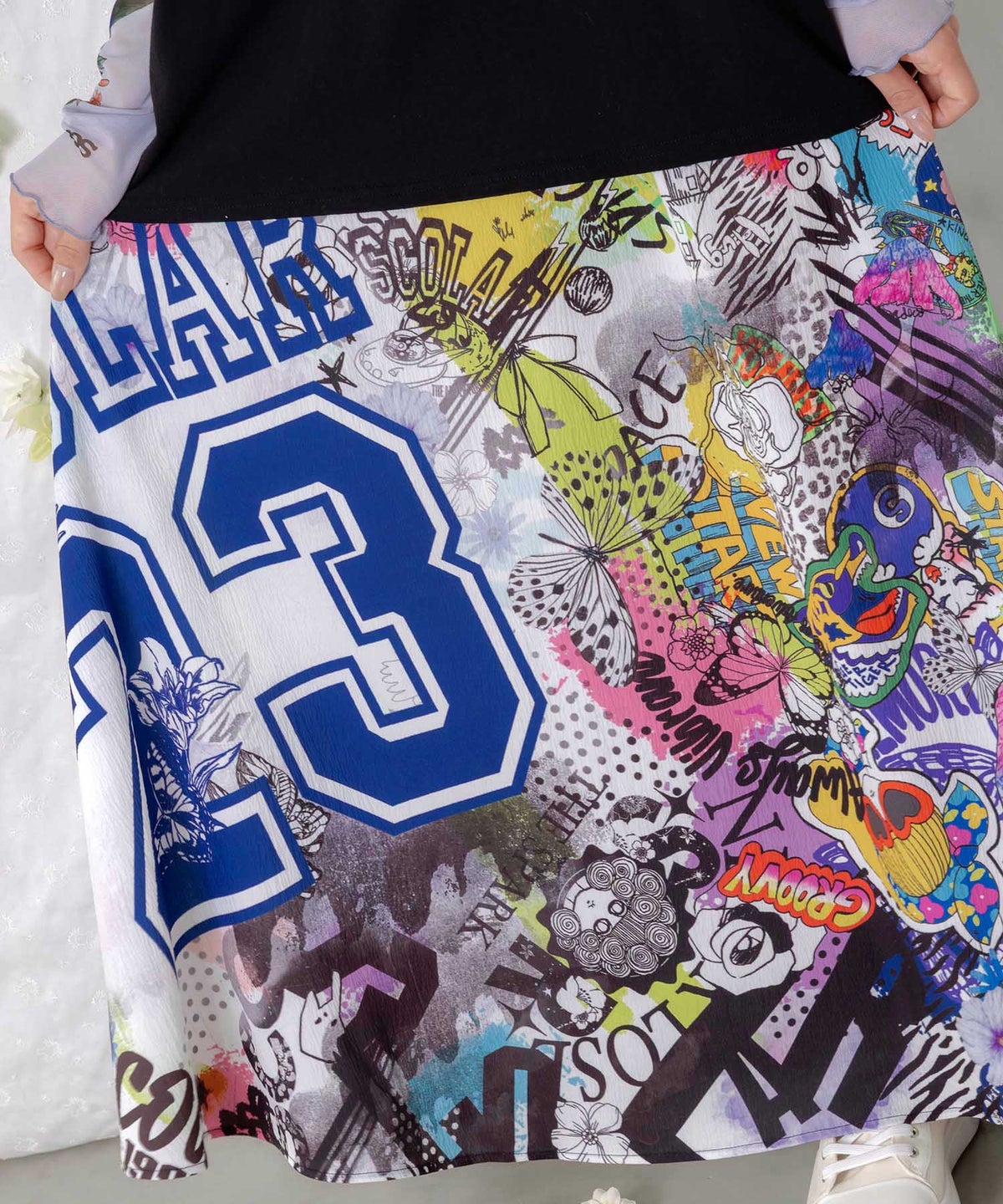 ポップらくがき総柄ワッシャースカート-7