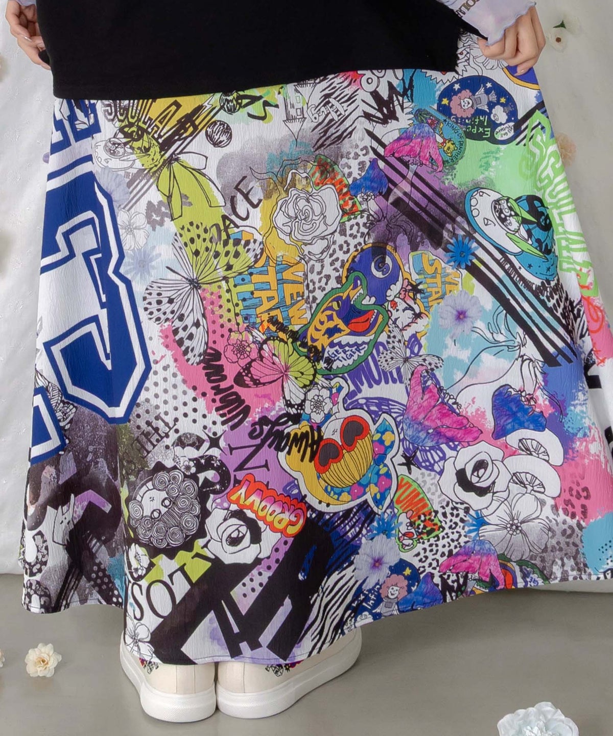 ポップらくがき総柄ワッシャースカート-8