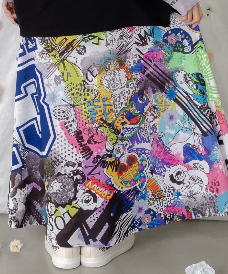 ポップらくがき総柄ワッシャースカート-8