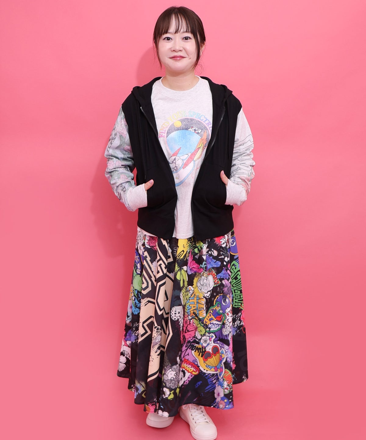 ポップらくがき総柄ワッシャースカート-10