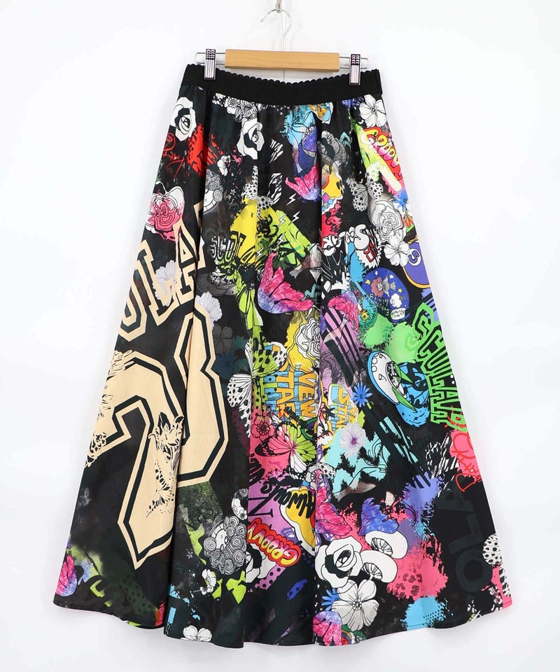 ポップらくがき総柄ワッシャースカート-11