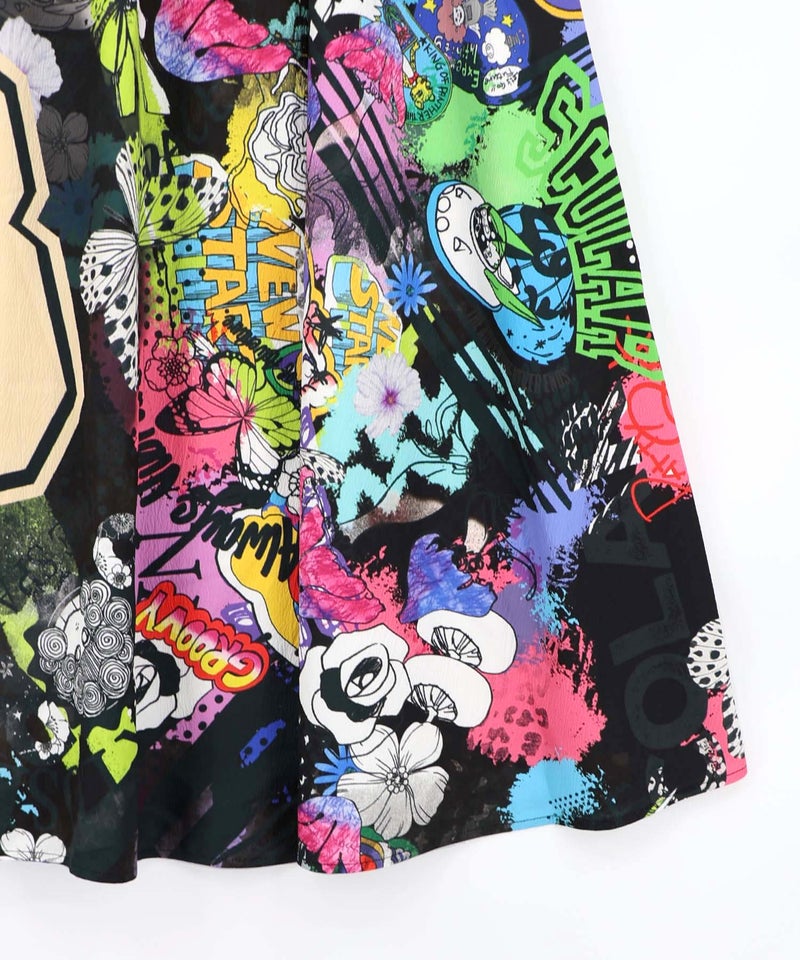 ポップらくがき総柄ワッシャースカート-14