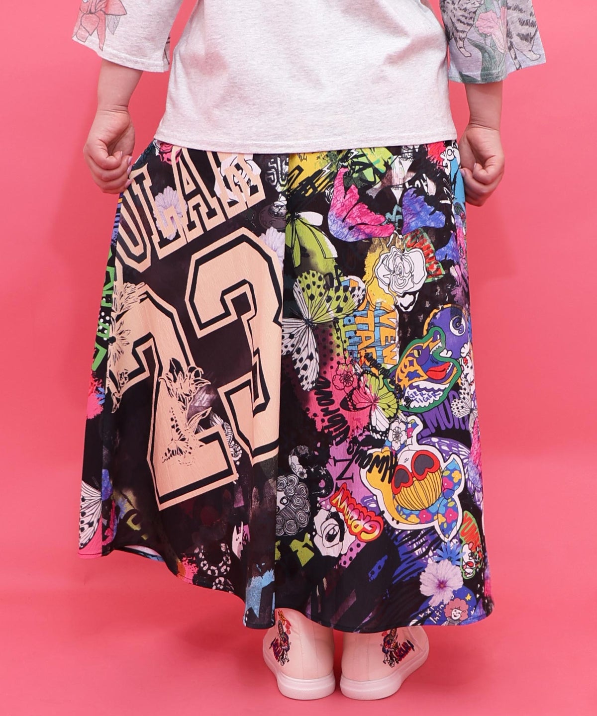 ポップらくがき総柄ワッシャースカート-14