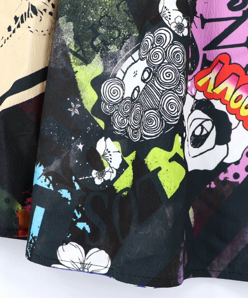 ポップらくがき総柄ワッシャースカート-15