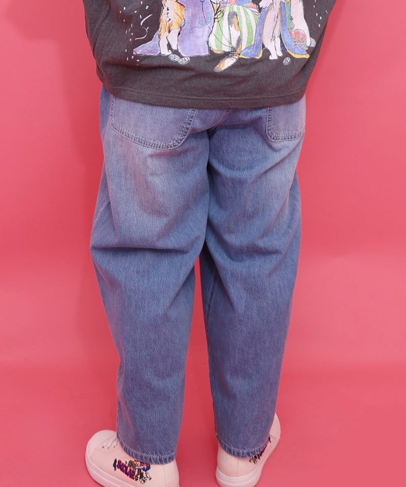 パッチワークお花アップリケデニムパンツ-13