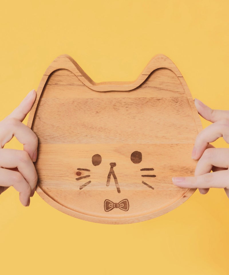 木製ネコ型プレート-3