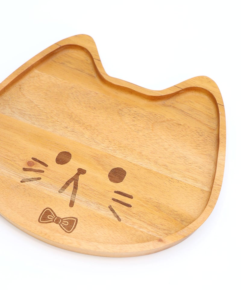 木製ネコ型プレート-5