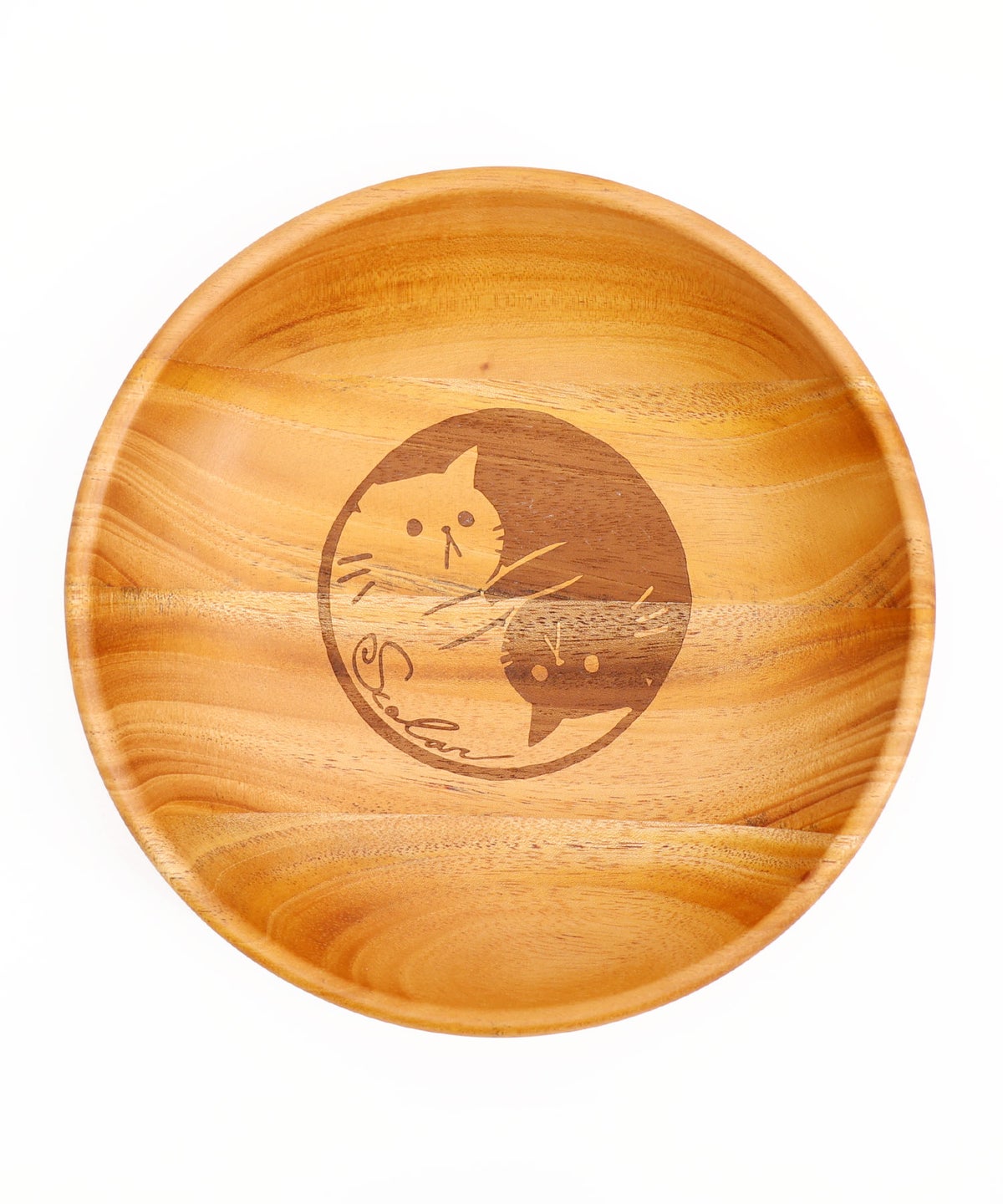 木製ラウンドディッシュ Sサイズ ネコ柄-4