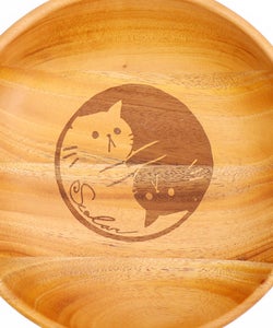 木製ラウンドディッシュ Sサイズ ネコ柄-5