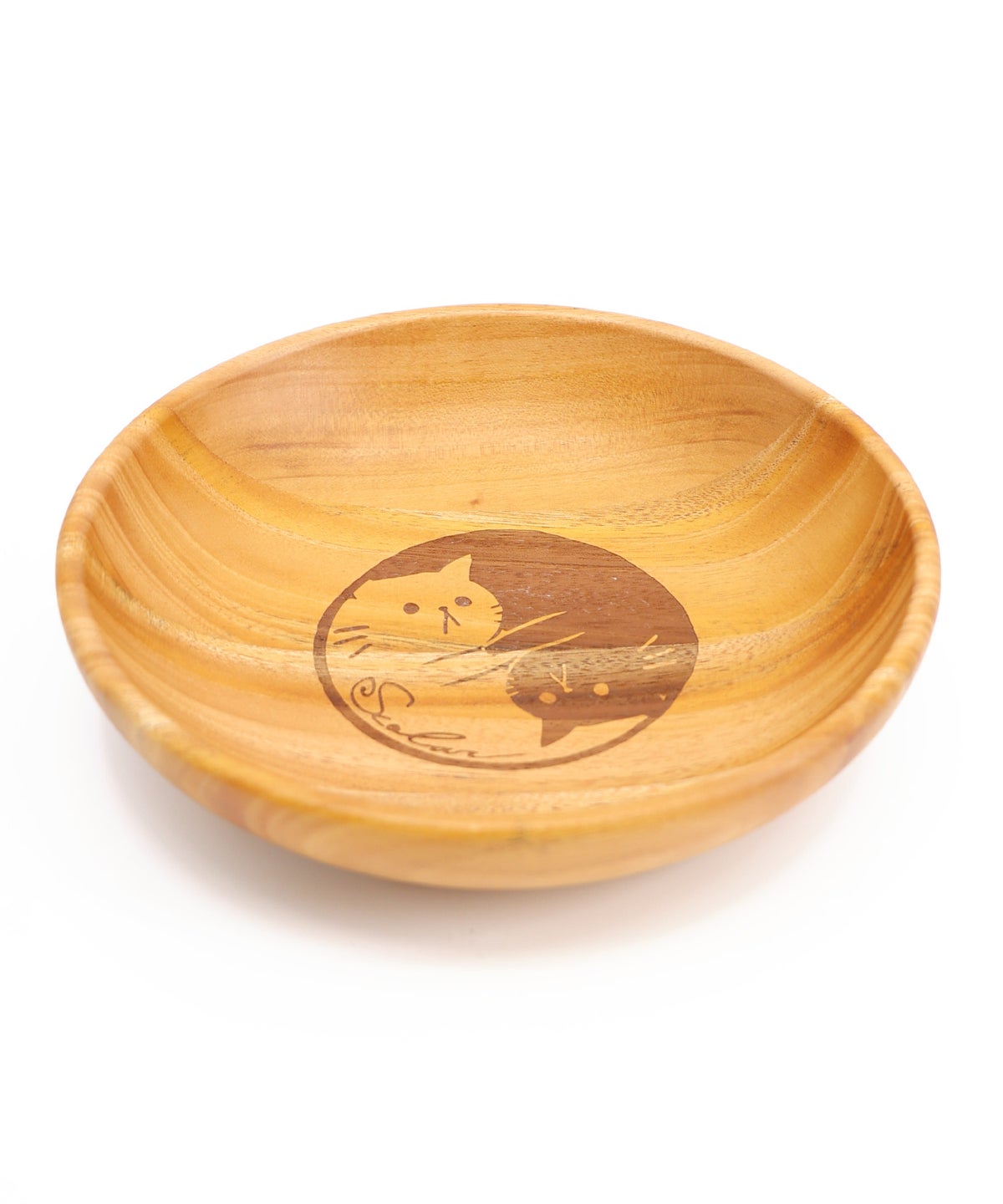 木製ラウンドディッシュ Sサイズ ネコ柄-6
