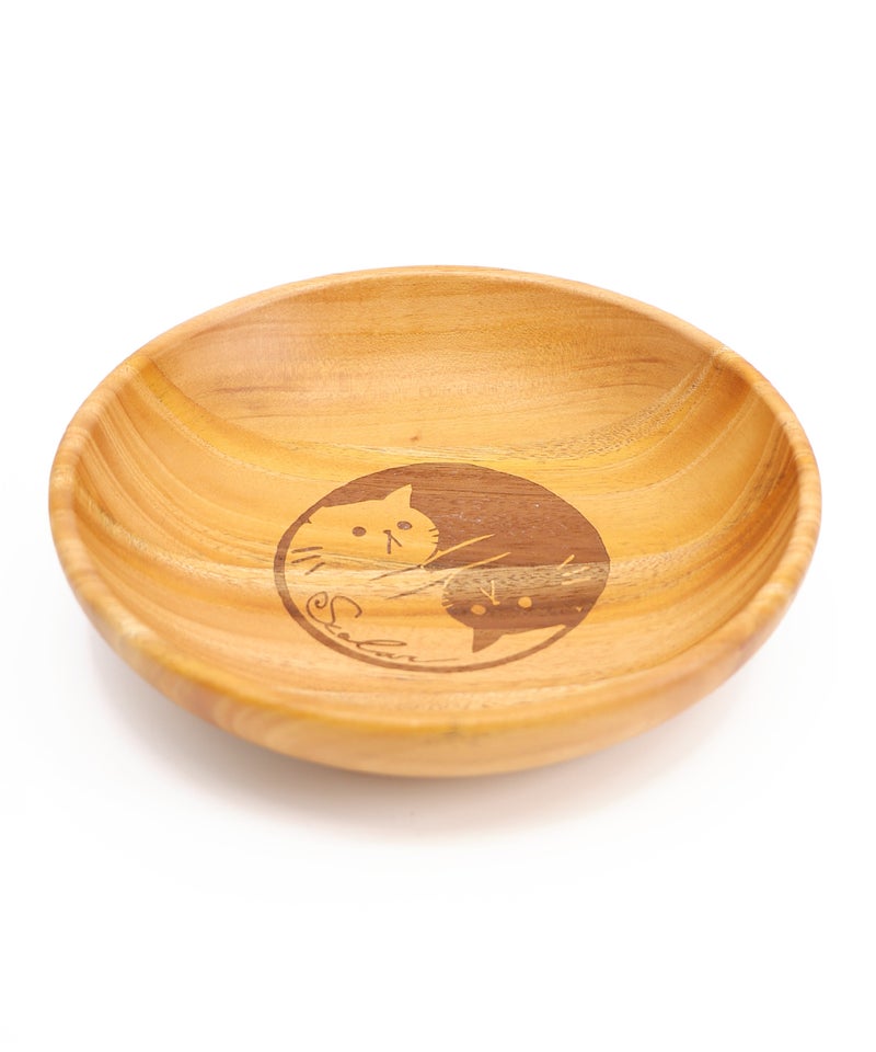 木製ラウンドディッシュ Sサイズ ネコ柄-6