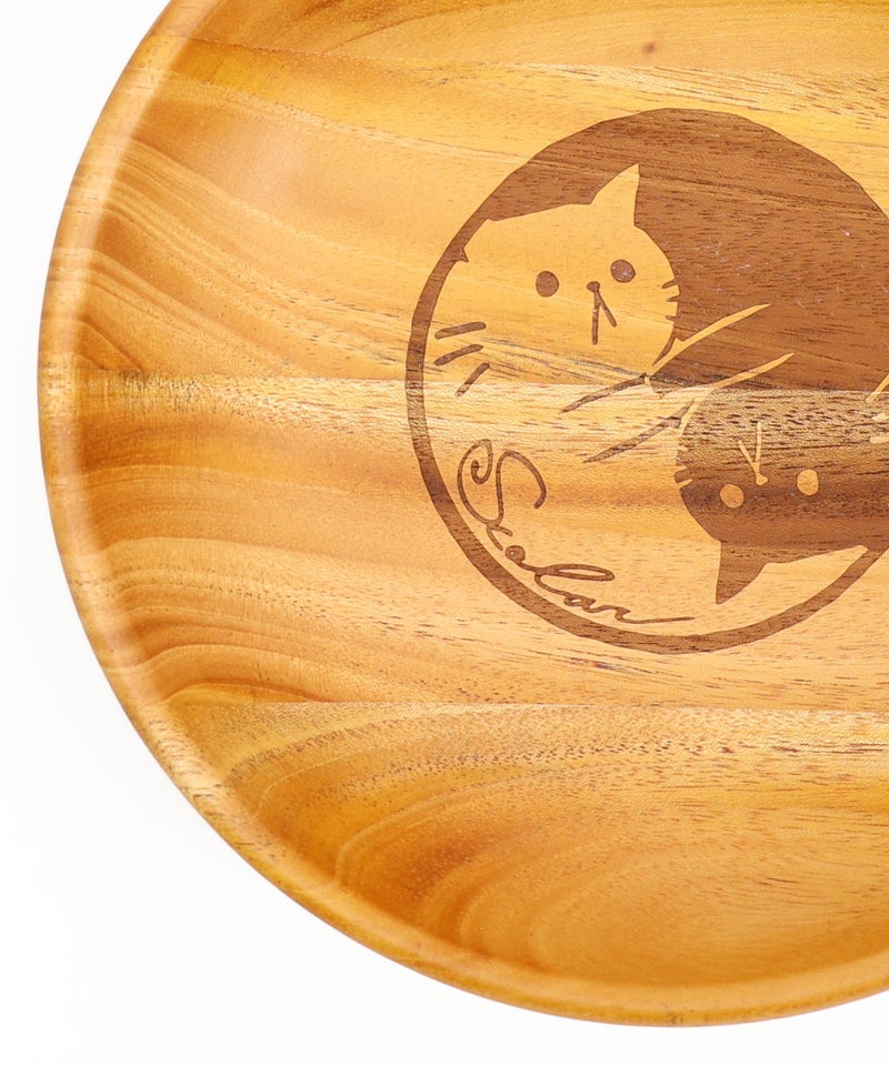 木製ラウンドディッシュ Sサイズ ネコ柄-9