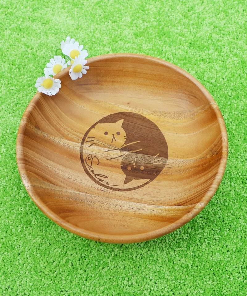 木製ラウンドディッシュ Sサイズ ネコ柄-10