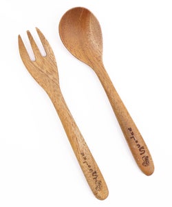 木製スプーン&フォークセット-4