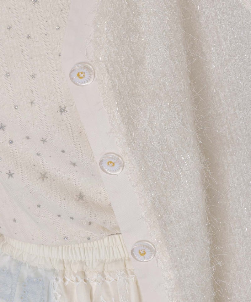 ひまわり刺繍 フェザーラメシフォンカーディガン-7