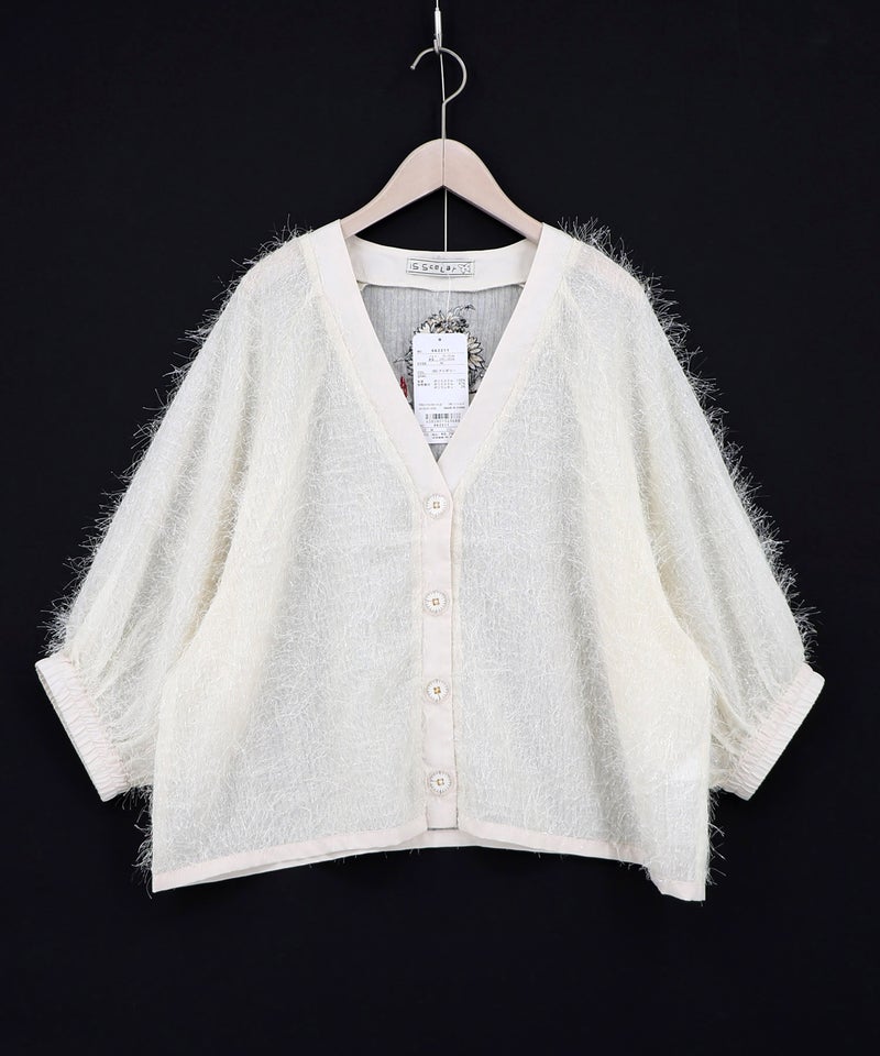 ひまわり刺繍 フェザーラメシフォンカーディガン-9